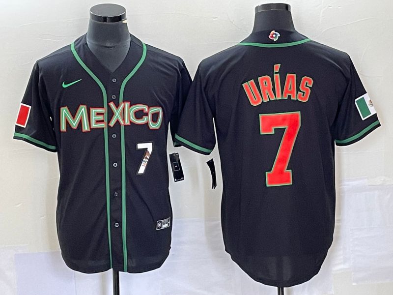 Men 2023 World Cub Mexico #7 Urias Black red Nike MLB Jersey10->more jerseys->MLB Jersey